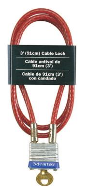 Master Lock No. 719 Cable Locks, 3/16 in Dia., 3 Ft Cable, 719