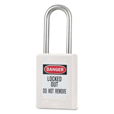 Master LockÂ® Zenex Thermoplastic Safety Padlocks, 3/16 in Dia, 5/8 in Width, White, S31KA-WHT-20F132