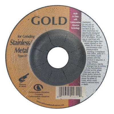 Carborundum Gold Aluminum Oxide, Type 27, 6 in Diameter, 1/4 in Thick, 24 Grit, 05539502849