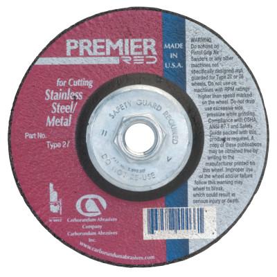 Carborundum Depressed Center Wheel, 4 1/2 in Dia, 1/4 in Thick, 24 Grit Zirconia, 05539502873