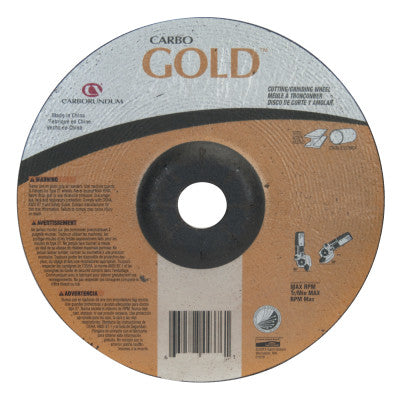 Carborundum Depressed Center Wheel, 4 1/2 in Dia, 1/8 in Thick, 24 Grit Aluminum Oxide, 05539504710