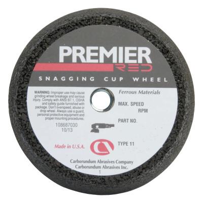 Carborundum Snagging Cup Wheel, 6 in Dia, 2 in Thick, 16 Grit Zirconia Alumina, 05539509155