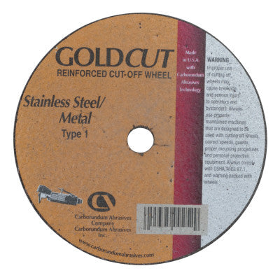 Carborundum Cut-Off Wheel, 4 in Dia, 1/8 in Thick, 3/8 in Arbor, 36 Grit Alumina Oxide, 05539509252