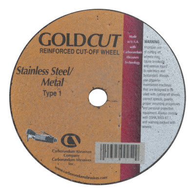 Carborundum Cut-Off Wheel, 4 in Dia, 1/16 in Thick, 3/8 in Arbor, 36 Grit Alumina Oxide, 05539509254