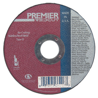 Carborundum Premier Redcut Right Angle Grinder Reinforced Cut-Off Wheel, 4-1/2 in dia, 1/8 in Thick, Ziconia/Aluminum Oxide, 05539566206