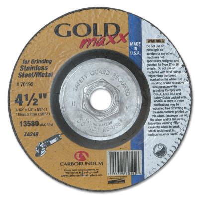 Carborundum Depressed Center Wheel, 9 in Dia, 1/4 in Thick, 5/8 in Arbor, 24 Grit Zirconia, 05539570197
