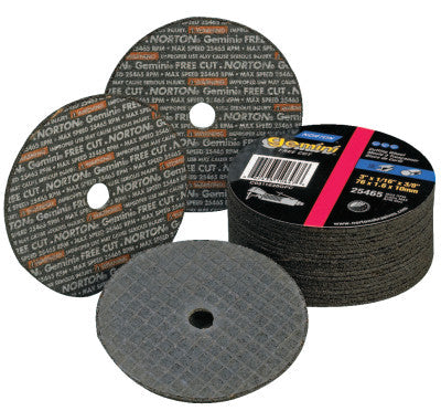 Saint-Gobain Gemini Type 1 Reinforced Cut-Off Wheel, 2 in dia, 1/16 in Thick, 3/8 in Arbor, 36 Grit, Aluminum Oxide, 66243411396