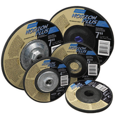 Saint-Gobain Type 27 NorZon+ Depressed Center Wheel, 9 in Dia, 1/4 in Th, 5/8 in-11 Arbor, 66253007014
