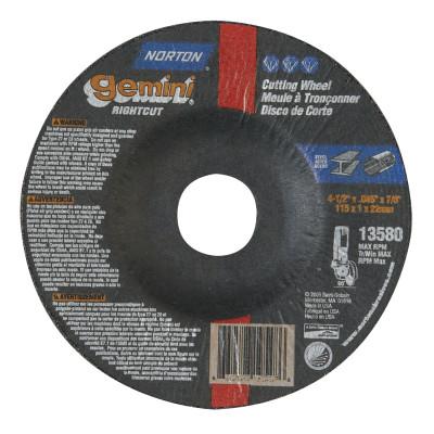 Saint-Gobain Gemini RightCut Depressed Center Cut-Off Wheel, 4 1/2" Dia, .045" Thick, 7/8 in, 66252841909