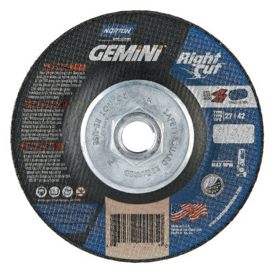 Saint-Gobain Gemini RightCut Dprsd Cntr Cut-Off Whl, INOX/SS, 4 1/2" Dia, .045" Thck, 5/8"-11, 66252841913