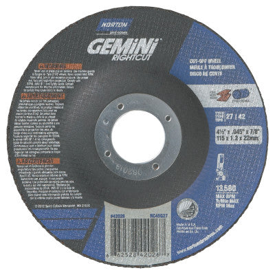 Saint-Gobain Grinding Wheels, Aluminum Oxide, 4 1/2 in Dia, 7/8 in Arbor, 24 Grit, 66252842034