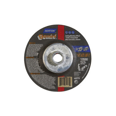 Saint-Gobain Gemini Cut-Off Wheel, Type 27, 1/4 in Thick, 5 in Arbor, 66252843597