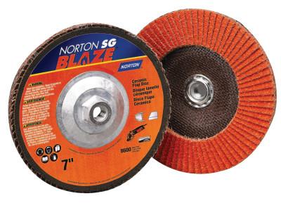 Saint-Gobain Blaze Type 29 Flap Discs, 5 in, 60 Grit, 7/8 in Arbor, 13,000 rpm, 66261190003