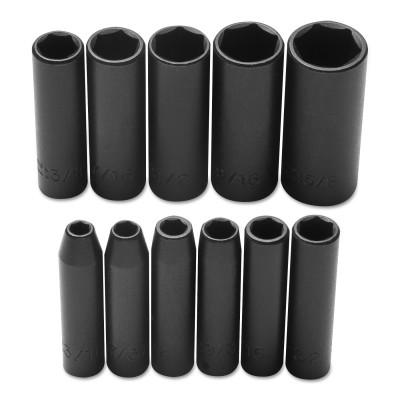 Stanley® Products Torqueplus 11 Pc Deep Impact Socket Sets, 1/4 in, 6 Point, 69116
