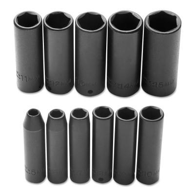 Stanley?? Products Torqueplus 11 Piece Metric Deep Impact Socket Sets, 1/4 in, 6 Point, 69212