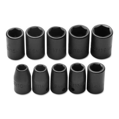 Stanley® Products Torqueplus 10 Piece Metric Impact Socket Sets, 1/2 in, 6 Point, 74202