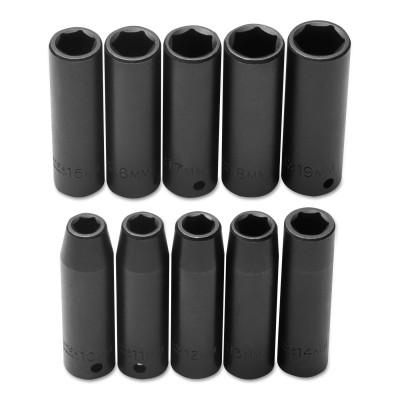 Stanley® Products Torqueplus 10 Piece Metric Deep Impact Socket Sets, 1/2 in, 6 Point, 74212