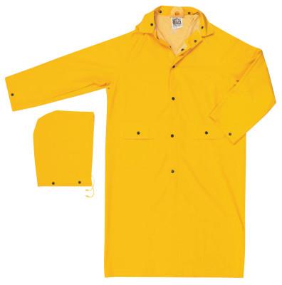 MCR Safety Classic Rain Coat, Detachable Hood, 0.35 mm PVC/Polyester, Yellow, 49 in Large, 200CL