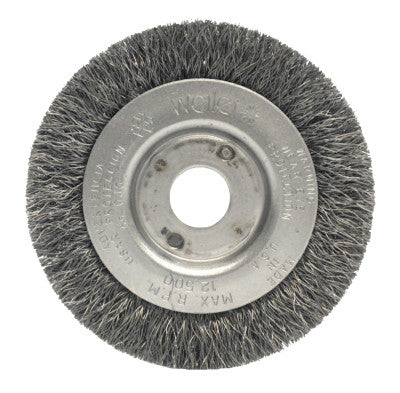 Weiler® Narrow Face Crimped Wire Wheel, 3 in D x 7/16 in W, .014 Steel Wire, 6,000 rpm, 00274