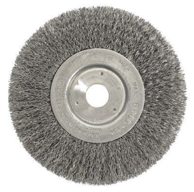 Weiler® Narrow Face Crimped Wire Wheel, 6 in D, .0118 Steel Wire, 01068