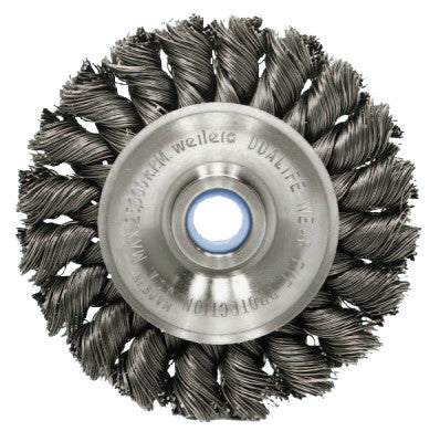 Weiler® Standard Twist Knot Wire Wheel, 3 in D x 3/8 in W, .02 in Steel, 1/2-3/8 Arbor, 08024
