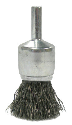 Weiler® Crimped Wire Solid End Brushes, Steel, 22,000 rpm, 3/4" x 0.0104", 10006