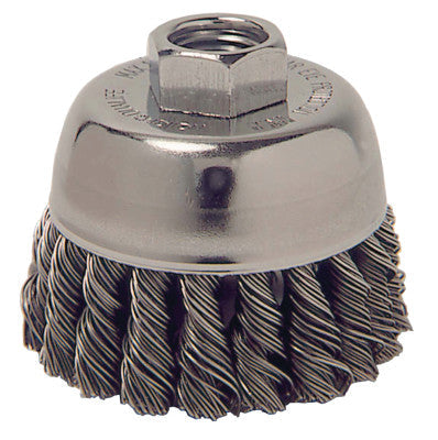 Weiler® Single Row Heavy-Duty Knot Wire Cup Brush, 2 3/4 Dia., .014 Steel, Display Pack, 13025
