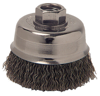 ORS Nasco Crimped Wire Cup Brush, 3 in Dia., 5/8-11 Arbor, 0.012 in Stainless Steel, 3CC58S