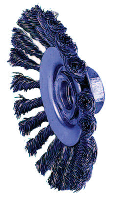 Weiler® Knot Wire Bevel Wheel, 4 in D x 3/8 in W, .02 in Stainless Steel, 12,500 rpm, 13436