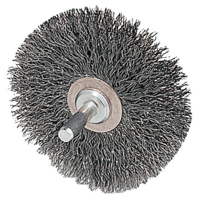 Weiler® Stem-Mounted Narrow Conflex Brush, 2 D x 3/8 W, .0118 Stainless, 20,000 rpm, 17611