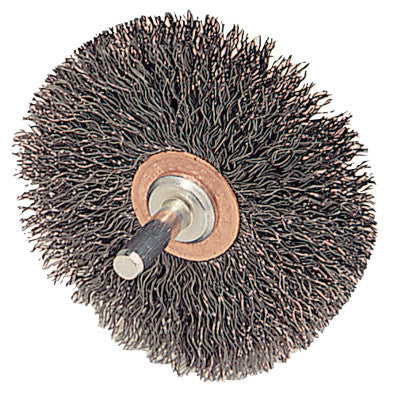 Weiler® Stem-Mounted Narrow Conflex Brush, 3 in D x 1/2 in W, .0118 in Steel, 20,000 rpm, 17616