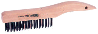 Weiler® Economy Scratch Brush, 4 X 16 Rows, Steel Wire, Shoe Hardwood Handle, 25100