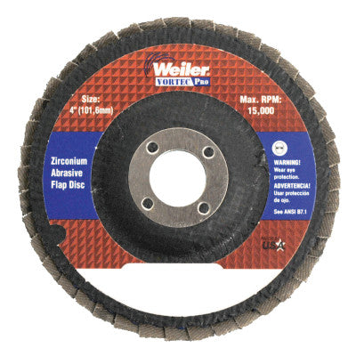 Weiler® Vortec Pro® Abrasive Flap Disc, 4 in, Angled, Phenolic Back, 31339