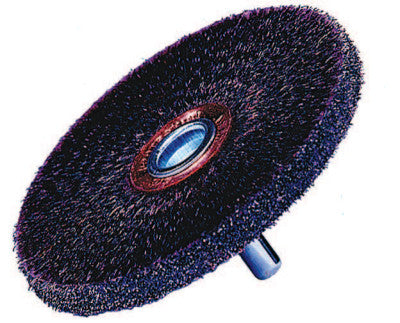 Weiler® Polyflex® Stem-Mounted Conflex Brush, 3 in D x 1/4 in W, .0118 Steel, 20,000 rpm, 35315