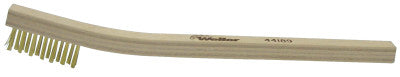 Weiler® Small Hand Scratch Brush, 7-1/2 in, 3 X 7 Rows, Brass Wire, Curved Wood Handle, 44189