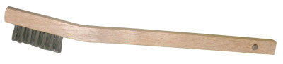 Weiler® Small Hand Scratch Brushes, 7 1/2 in, Stainless Steel Wire, Curved Wood Handle, 44805