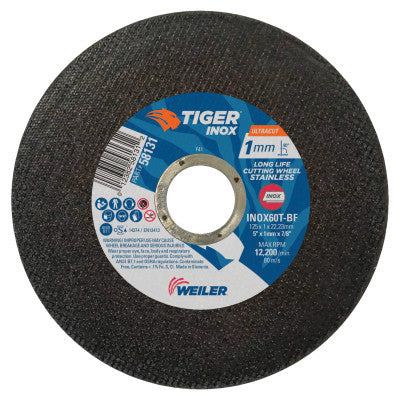 Weiler® Aluminum Combo Wheels, 5 in Dia., 5/8 in Arbor, Type 27, 30 Grit, Alum. Oxide, 58218