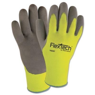 Wells Lamont FlexTech Hi-Visibility Knit Gloves with Nitrile Palm, Small, Gray/Hi-Viz Green, Y9239S