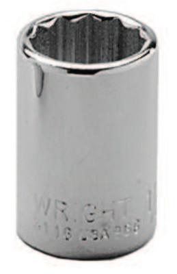 Wright Tool 3/8" Dr. Standard Sockets, 3/8 in Drive, 9/16 in, 12 Points, 3118