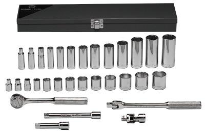 Wright Tool 31 Piece Standard & Deep Socket Sets, 3/8 in, 6 Point, 339