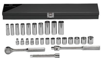 Wright Tool 27 Piece Standard & Deep Metric Socket Sets, 3/8 in, 6 Point, 377