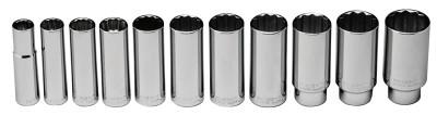 Wright Tool 11 Piece Deep Socket Sets, 1/2 in, 12 Point, 402