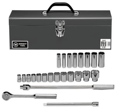 Wright Tool 24 Piece Standard & Deep Socket Sets, 1/2 in, 12 Point, 425