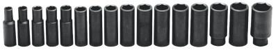 Wright Tool 16 Piece Deep Metric Socket Sets, 1/2 in, 6 Point, 467