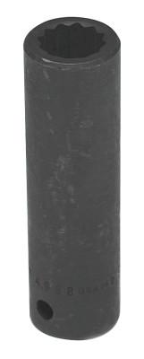 Wright Tool 1/2" Dr. Deep Impact Sockets, 1/2 in Drive, 1/2 in, 12 Points, 4966