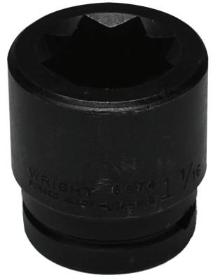 Wright Tool 8 Point Double Square Impact Railroad Sockets, 1 in Drive, 2 in, 8 Points, 8816A