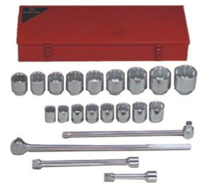 Wright Tool 21 Piece Standard Socket Sets, 1 in, 12 Point, 821