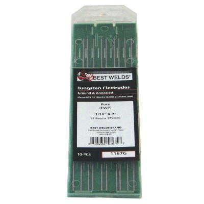 ORS Nasco Tungsten Electrode, Pure Ground, 7 in, Size 1/8, 3/PK, 187G-3