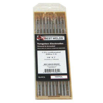 ORS Nasco Tungsten Electrode, 1.5% Lanthanated, 7 in, Size 1/8, 187GL