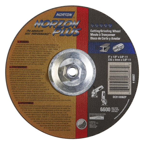 Norton NorZon Plus Depressed Center 9" Wheel - AMMC